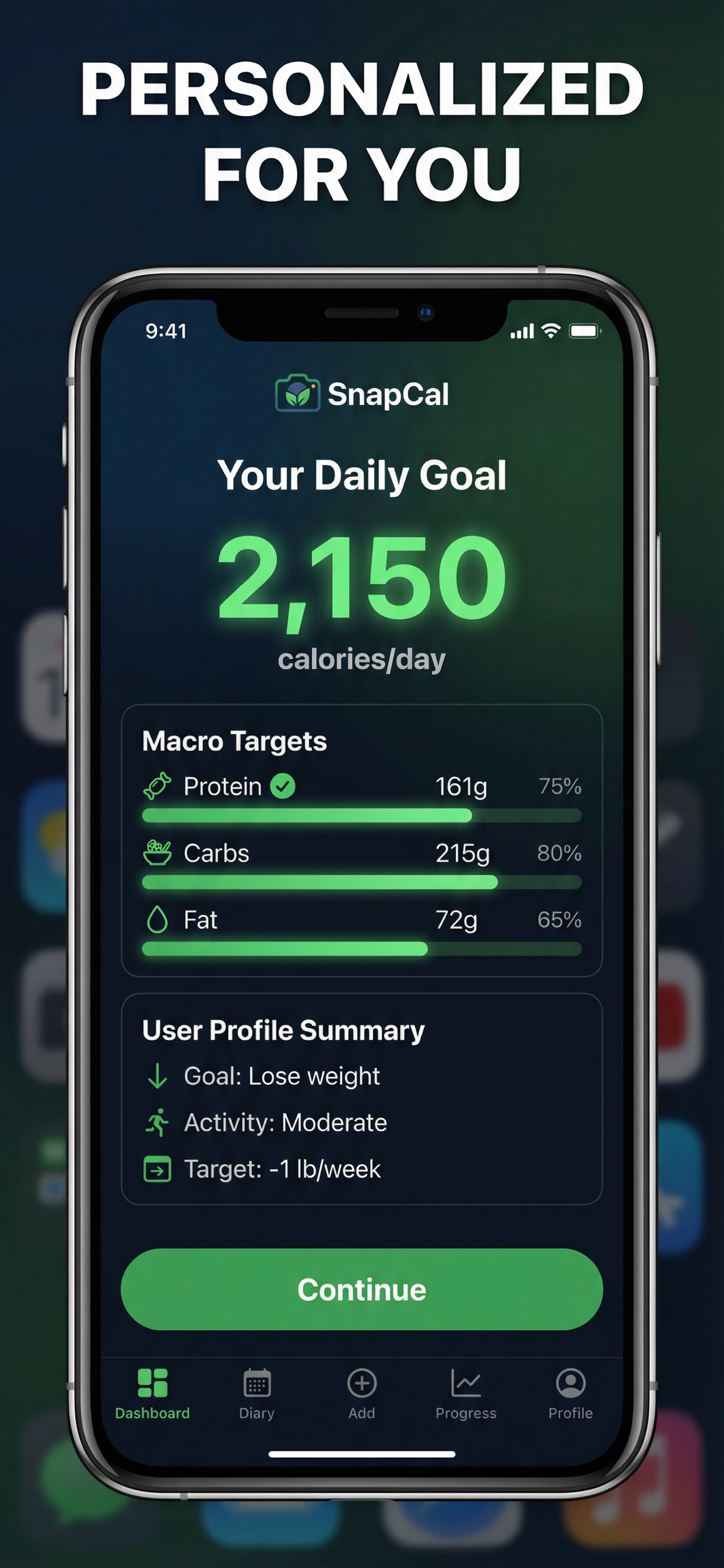SnapCal Goals - Personalized For You